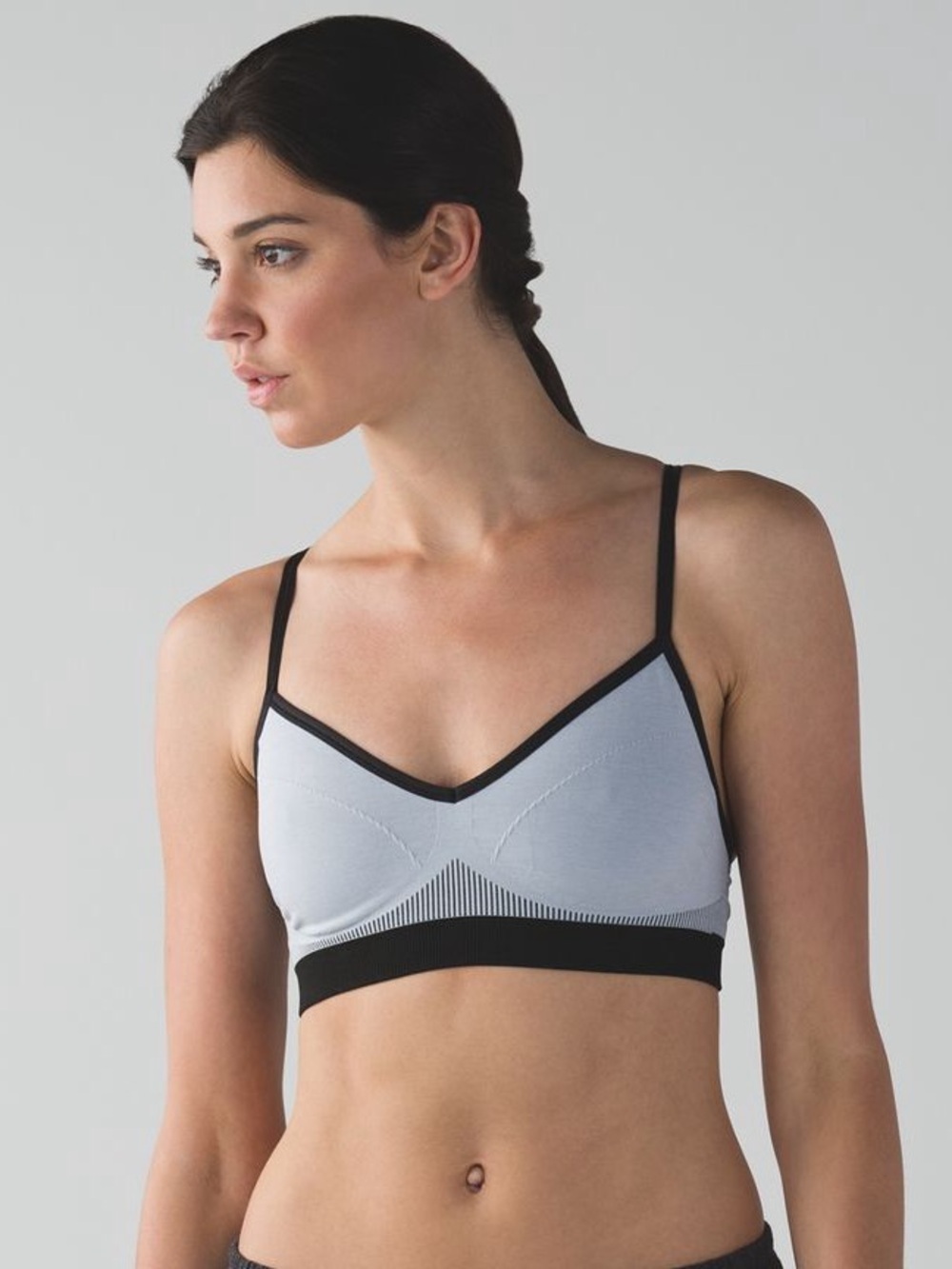 Lululemon Hold Your Om Bra Heathered Silver Fox & Black Yoga Bra • Size 2